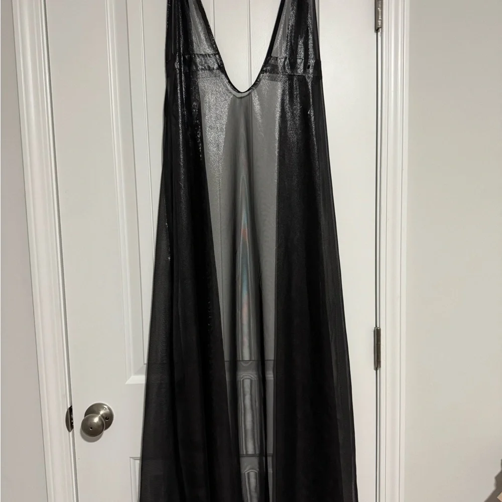 Elegant Black Sheer Swim Coverup - Picture 2 of 6